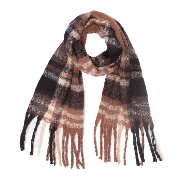 Dipped Shop - Wholesale Scarf - Women's - Tassel Plaid Vintage Scarves DPKS12187