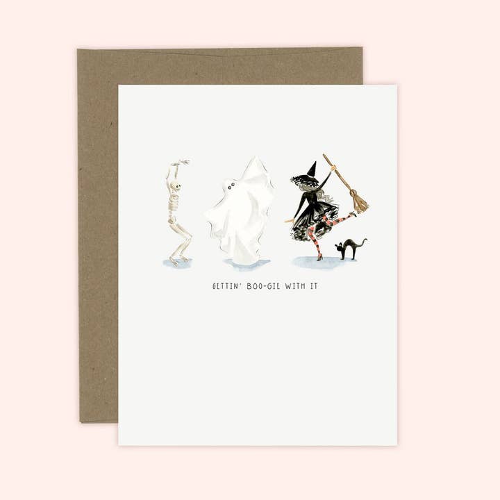 Gettin' Boo-gie With it Funny Halloween Card for wholesale by Almeida Illustrations