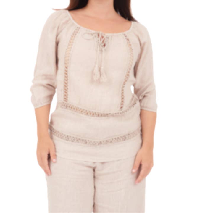 6705 Naakt Vera May Italiaanse Linnen Top voor wholesale door VeraMay