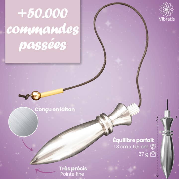 Vibratis - Vente Accessoire de méditation - Pendule divinatoire de radiesthésie - Thot argenté2