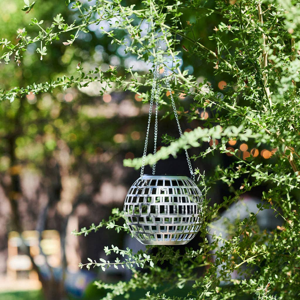 Paloverde Botanicals - Wholesale Outdoor/Lawn Light - Disco Ball 6" Metal Solar Hanging Lantern - Garden Light3