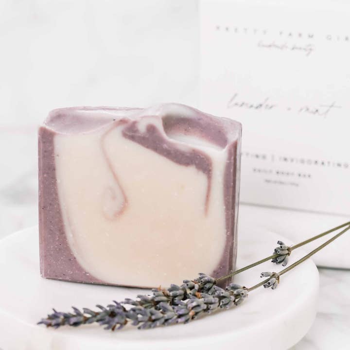 Pretty farm girl - Wholesale Bar Soap - Lavender + Mint Handmade Tallow and Goat Milk Soap Bar1