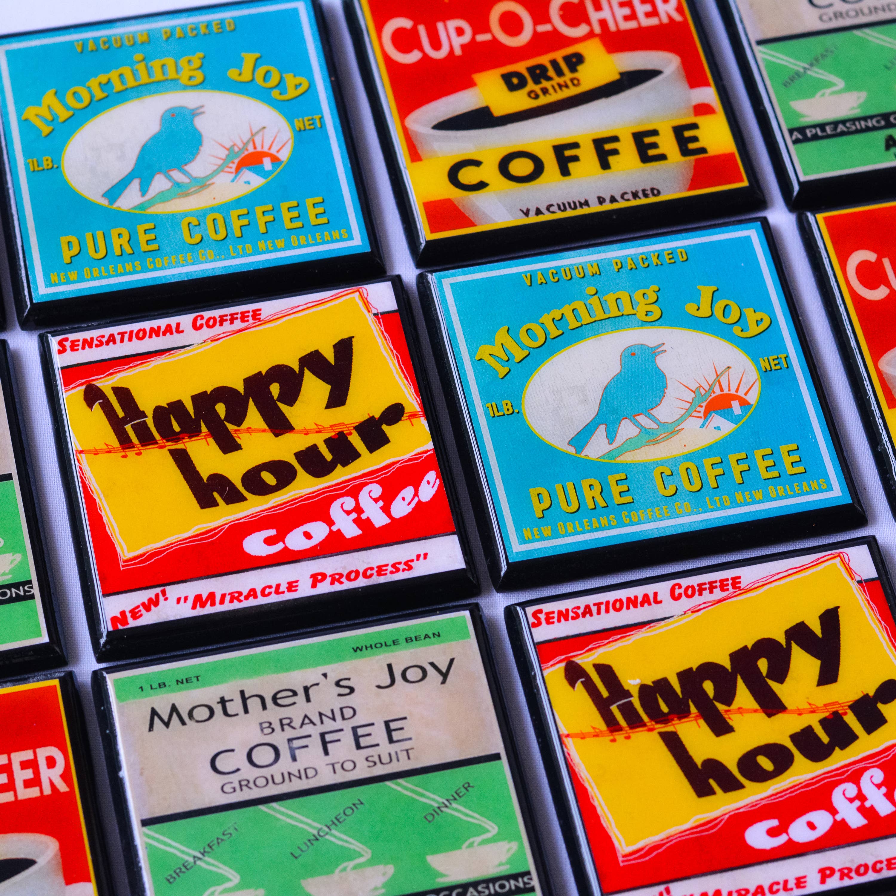 Cheltenham Road - Wholesale Coasters - Not Without My Coffee!  Vintage Coffee Label Coaster Set6