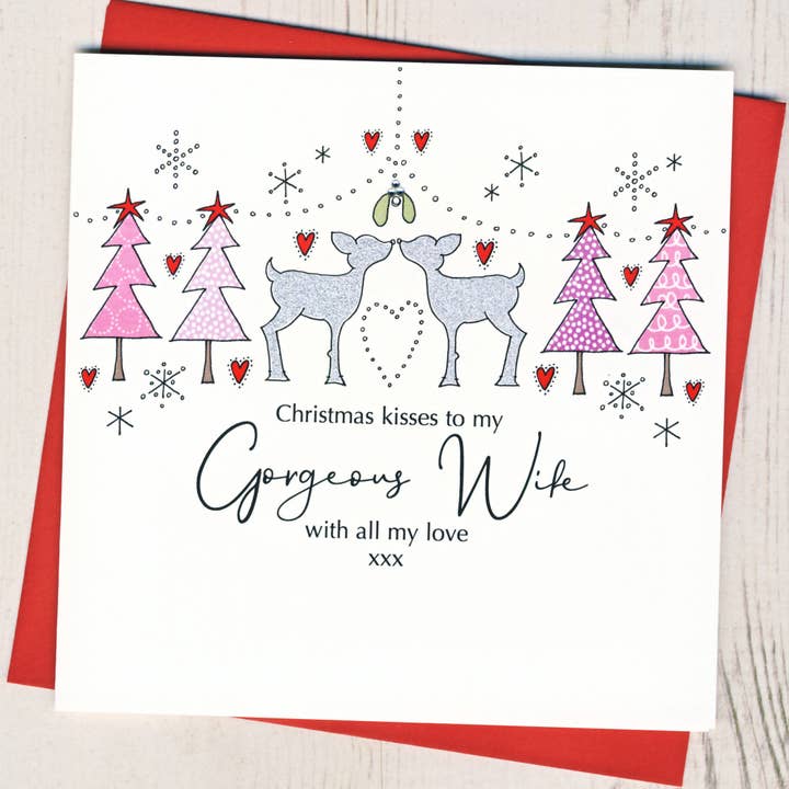 Tarjeta de besos navideños para mi hermosa esposa para venta al por mayor de Eggbert & Daisy