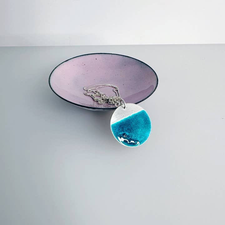 Two Tone Sterling Silver and Enamel Disc Pendant - Large for wholesale by MaisyPlum