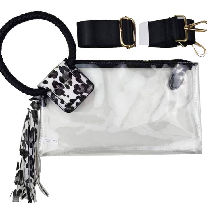 MiMi Wholesale - Wholesale Clutch Bag - Women's - AD205T See Through Clear Cuff Handle Tassel Wrislet Clutch2