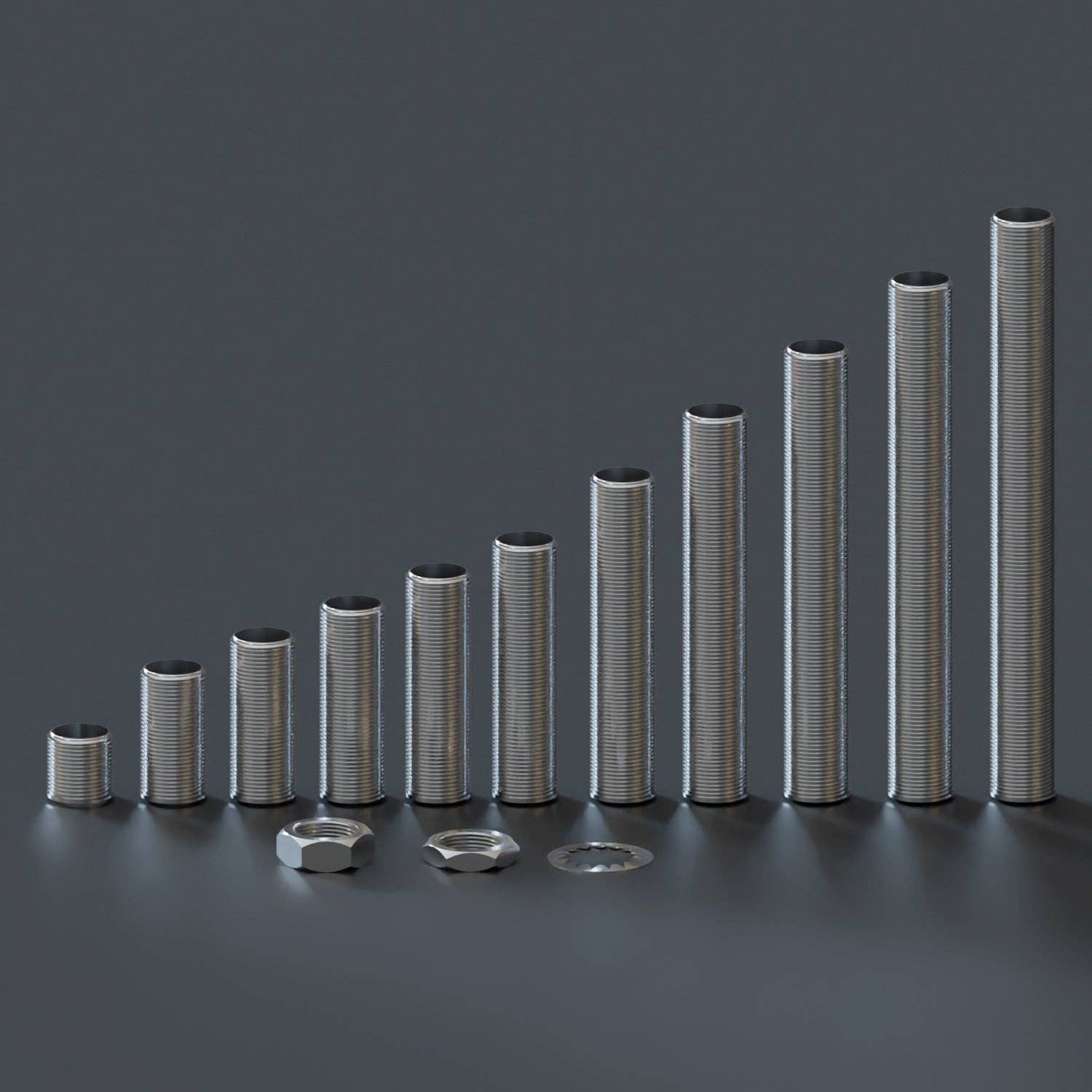 Ledsone - Wholesale Craft Supplies - 5 x M10 Threaded Aluminum rod Nipple hollow tube in various length ~ 28984