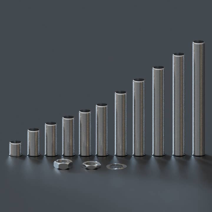 Ledsone - Wholesale Craft Supplies - 5 x M10 Threaded Aluminum rod Nipple hollow tube in various length ~ 28984