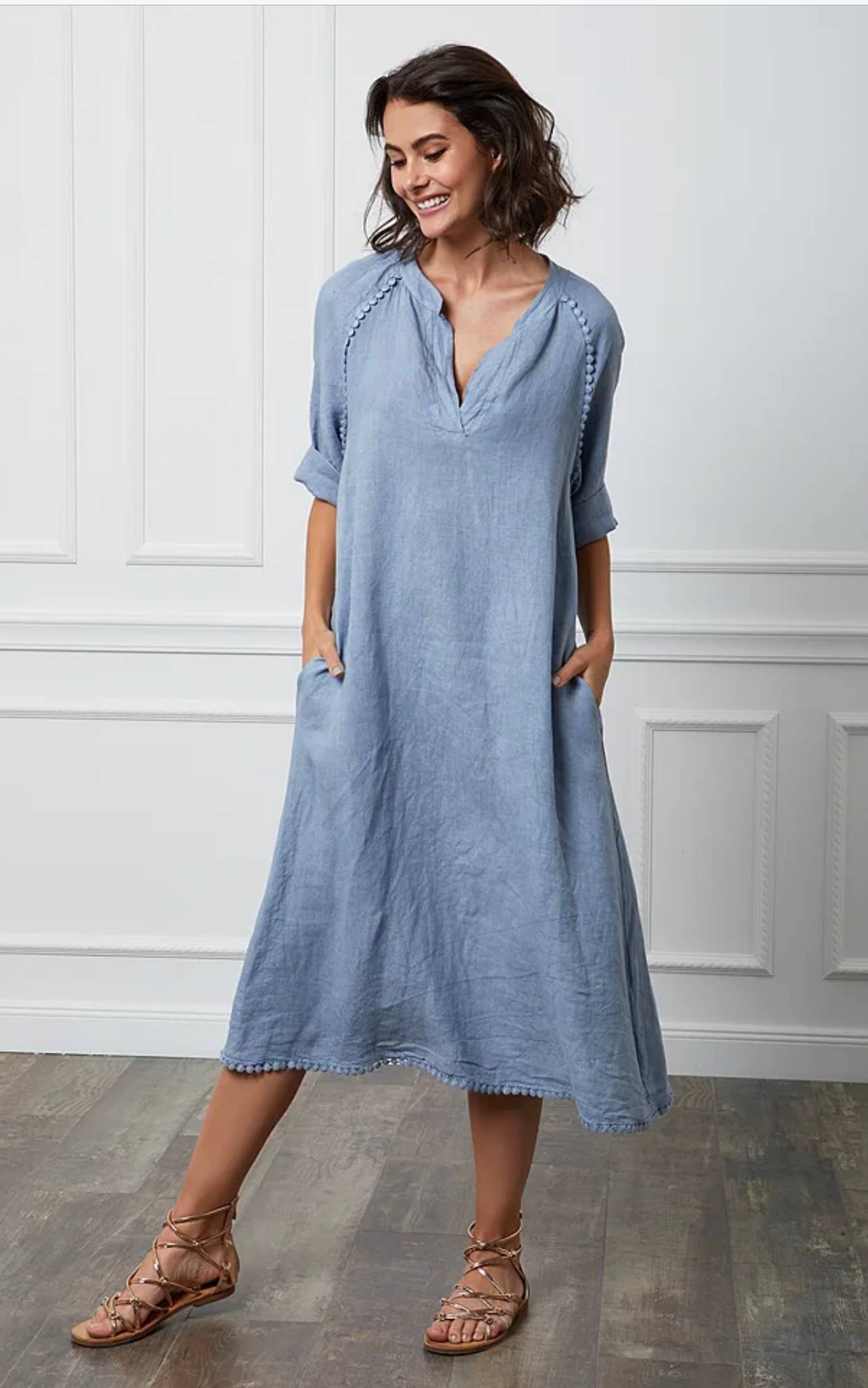 LÉA & LUC - Wholesale Dress - Women's - Long dress in 100% linen REF.716117