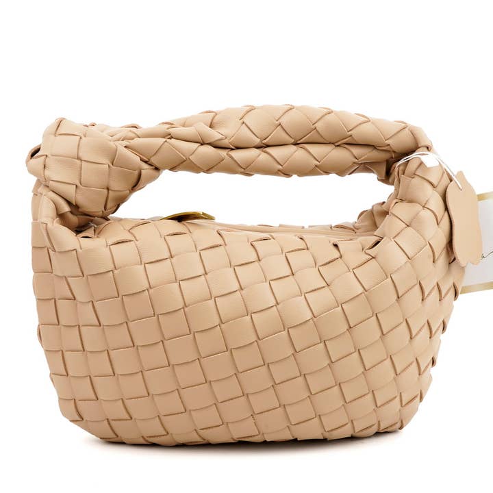 Ava Woven Knotted Handbag Almond for wholesale by Lemonbella