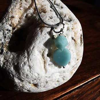 Coração amazonita e pingente hexecontaedro pentagonal por atacado de Rachel Peacock Crystal Healing and Jewellery