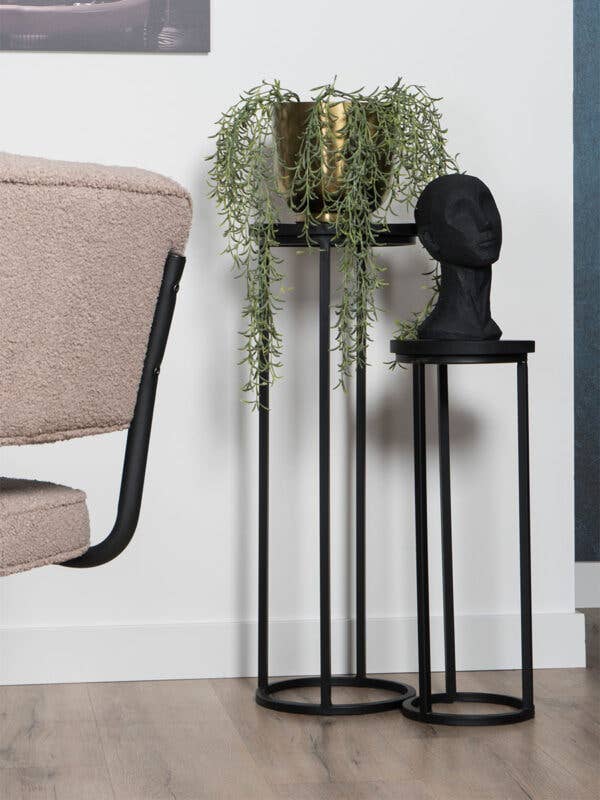 Home67 - Wholesale Side Table - Sam Round Plant Tables - Set of 3 - Black Mango Wood3