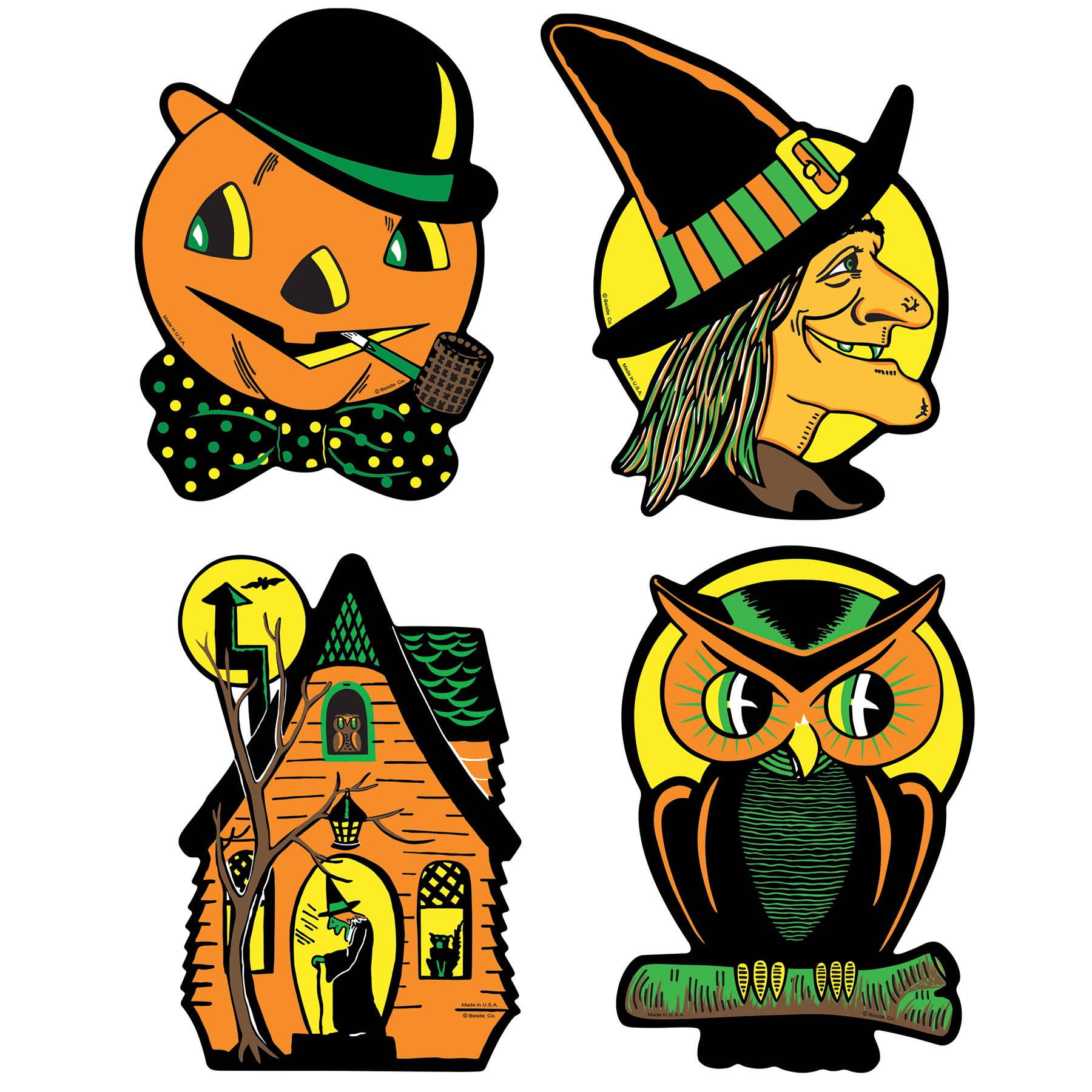 Beistle - Wholesale Cutouts - Halloween Cutouts, 8½"-9¼", 4 per package, Assortment varies3