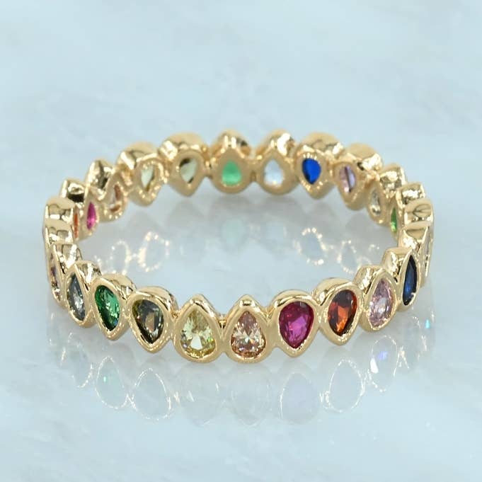 Ring with colored stones 18K gold-plated for wholesale by MagJewel