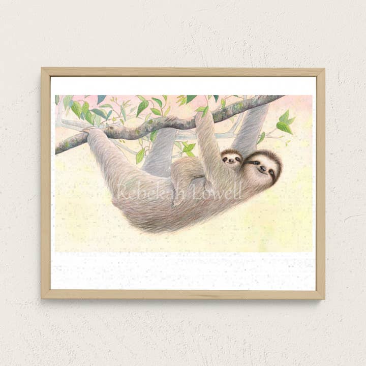 Rebekah Lowell Creative Studio - Wholesale Art Print - Sloth Mama and Baby Print0