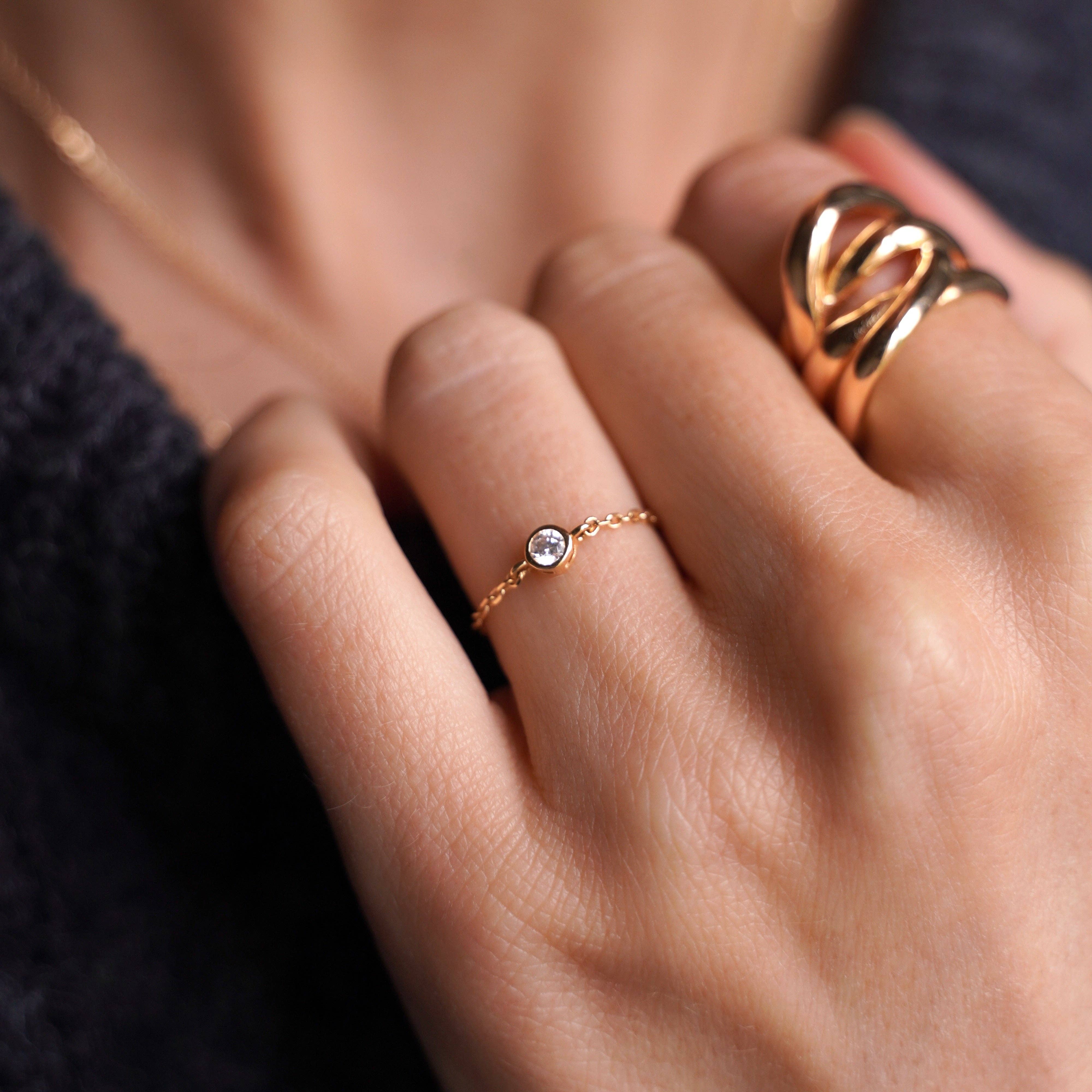 Meora Paris - Wholesale Chain Ring - 18k Gold Plated Sparkle Chain Ring1