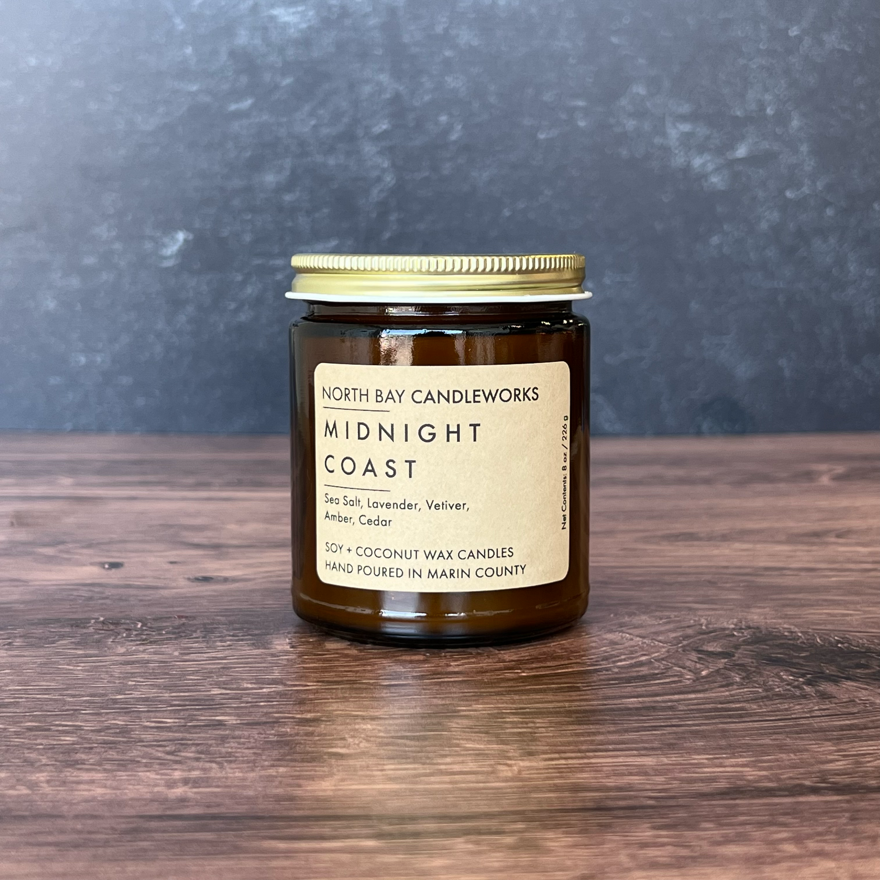 North Bay Candleworks - Vente Bougie en bocal - Midnight Coast (taille standard, 8 oz)1