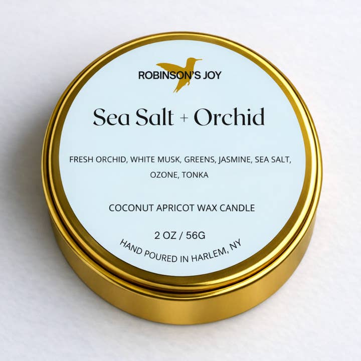 Sea Salt + Orchid 2oz Travel Candle - Spring 2026 for wholesale by ROBINSON'S JOY
