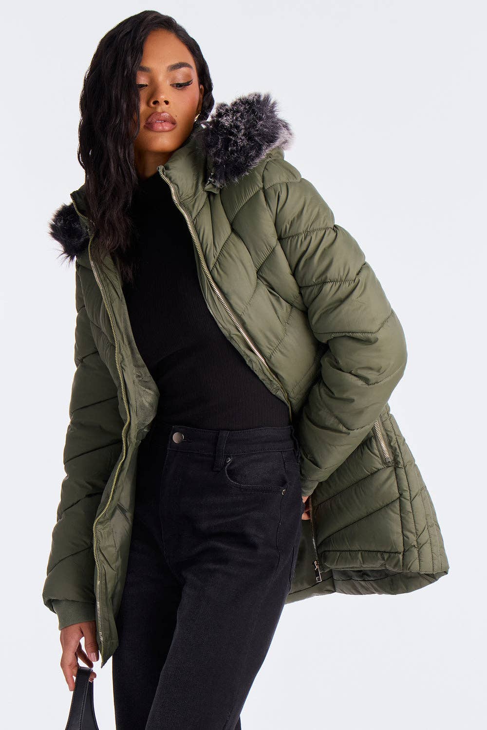 5besties inc - Vente Doudoune – femme - Doudoune longue à capuche7