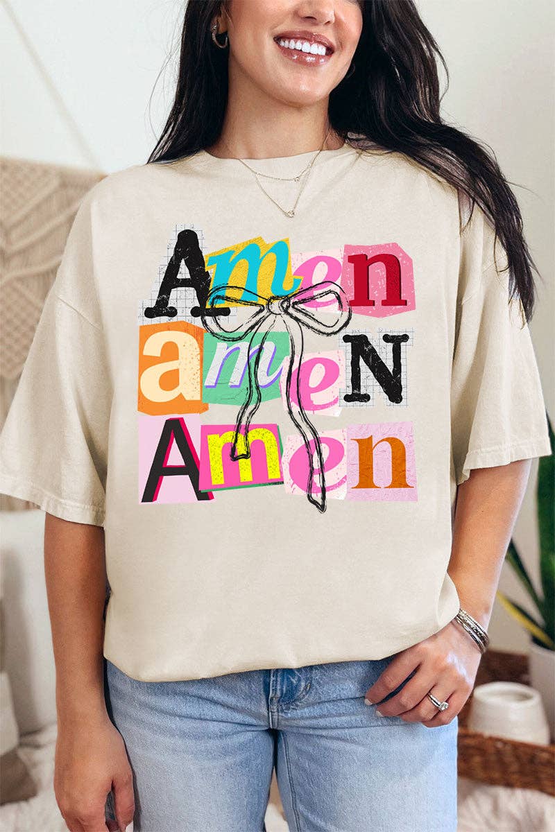 Wholesale Accessory Market - Wholesale Screen Printed T-Shirt - Women's - Stacked Amen Coquette Comfort Colors Adult Ring-Spun Cotton Tee3