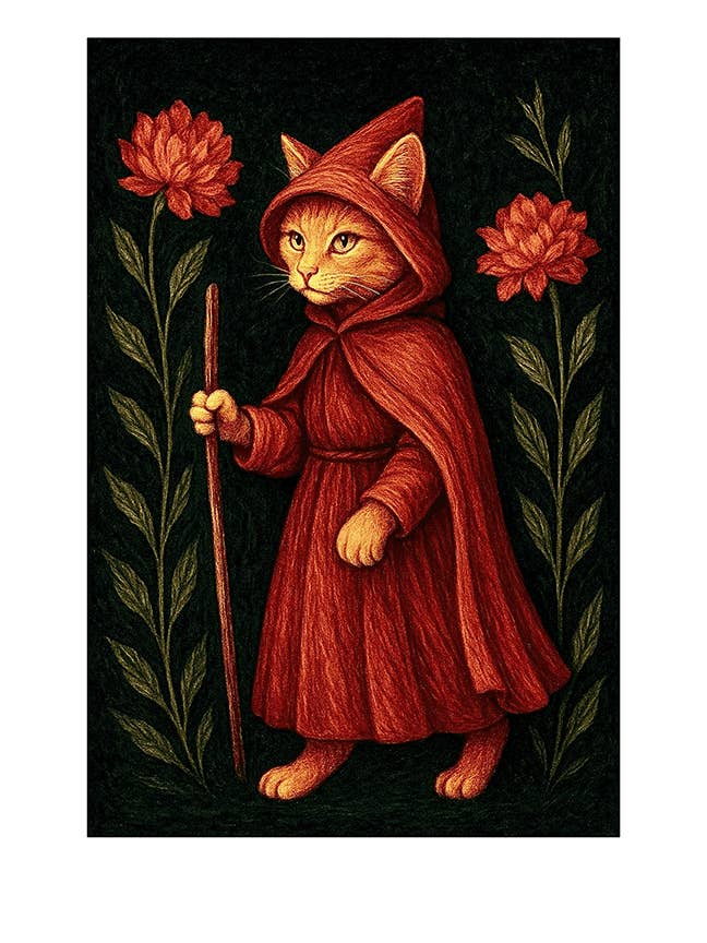 Whimsical Animal Art Print, Forest Cat Illustration, 9x13 for wholesale by Thistle and Tale Press