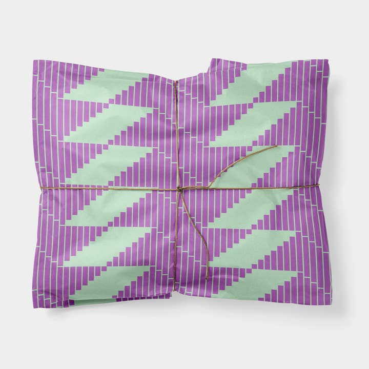 The Design Craft - Wholesale Flat Wrap - Violet and Mint Thatch Gift Wrap0