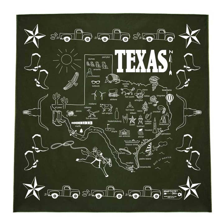 Maptote – Großhandel Bandana – Unisex – Texas Halstuch2