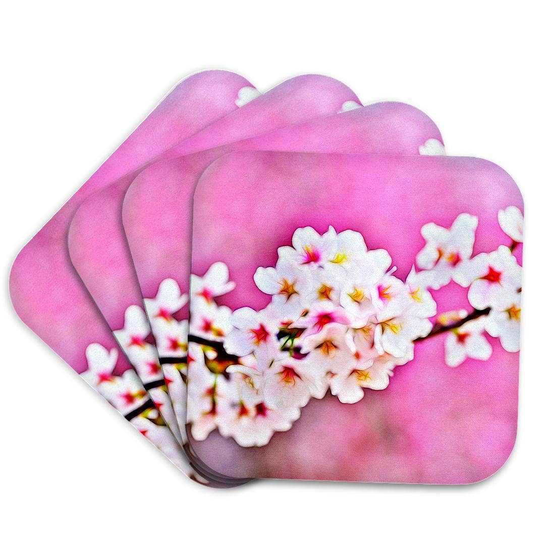 3dRose - Wholesale Coasters - 3dRose, Pretty Image Of Light Infused Cherry Blossom Flower Painting, Coaster7