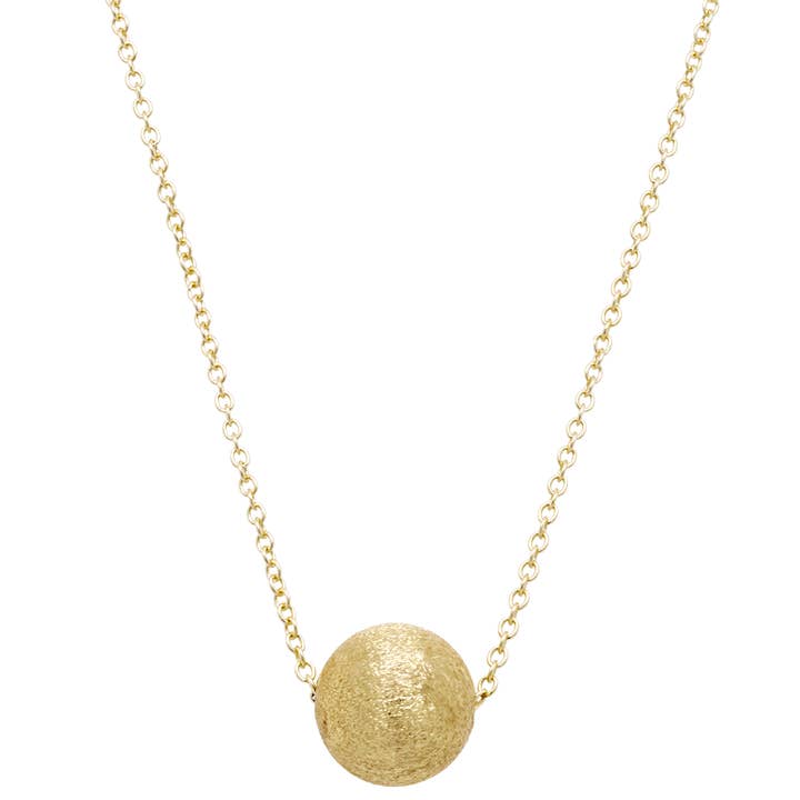Matte Gold 12mm Ball, Gold Plated Sterling Silver Necklace for wholesale by Dlux Jewels