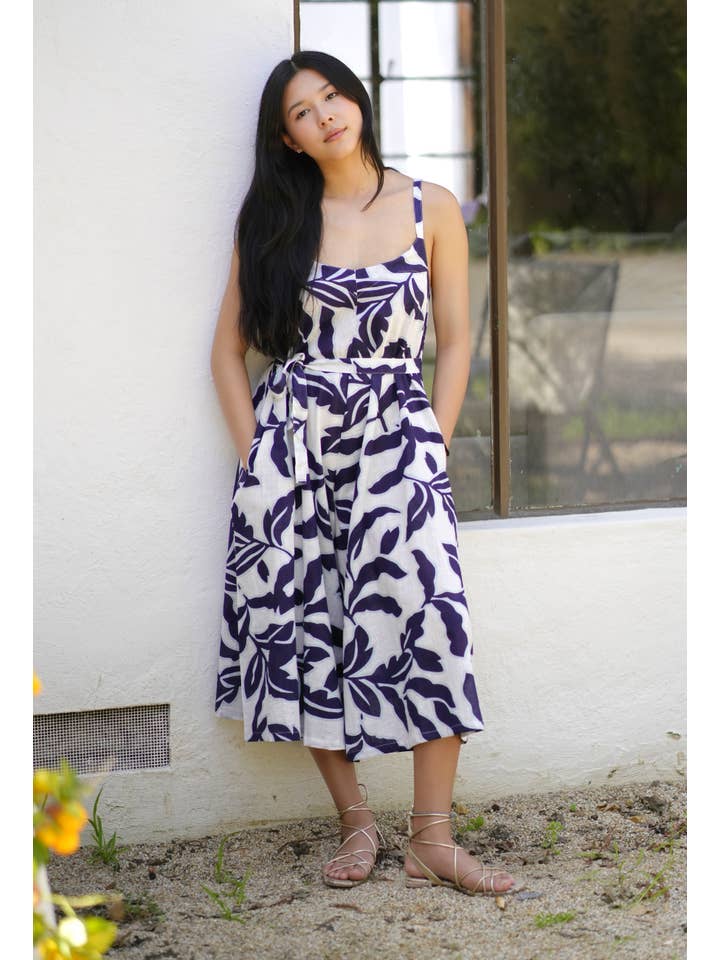 Adelia Jumpsuit White Navy for wholesale on Faire