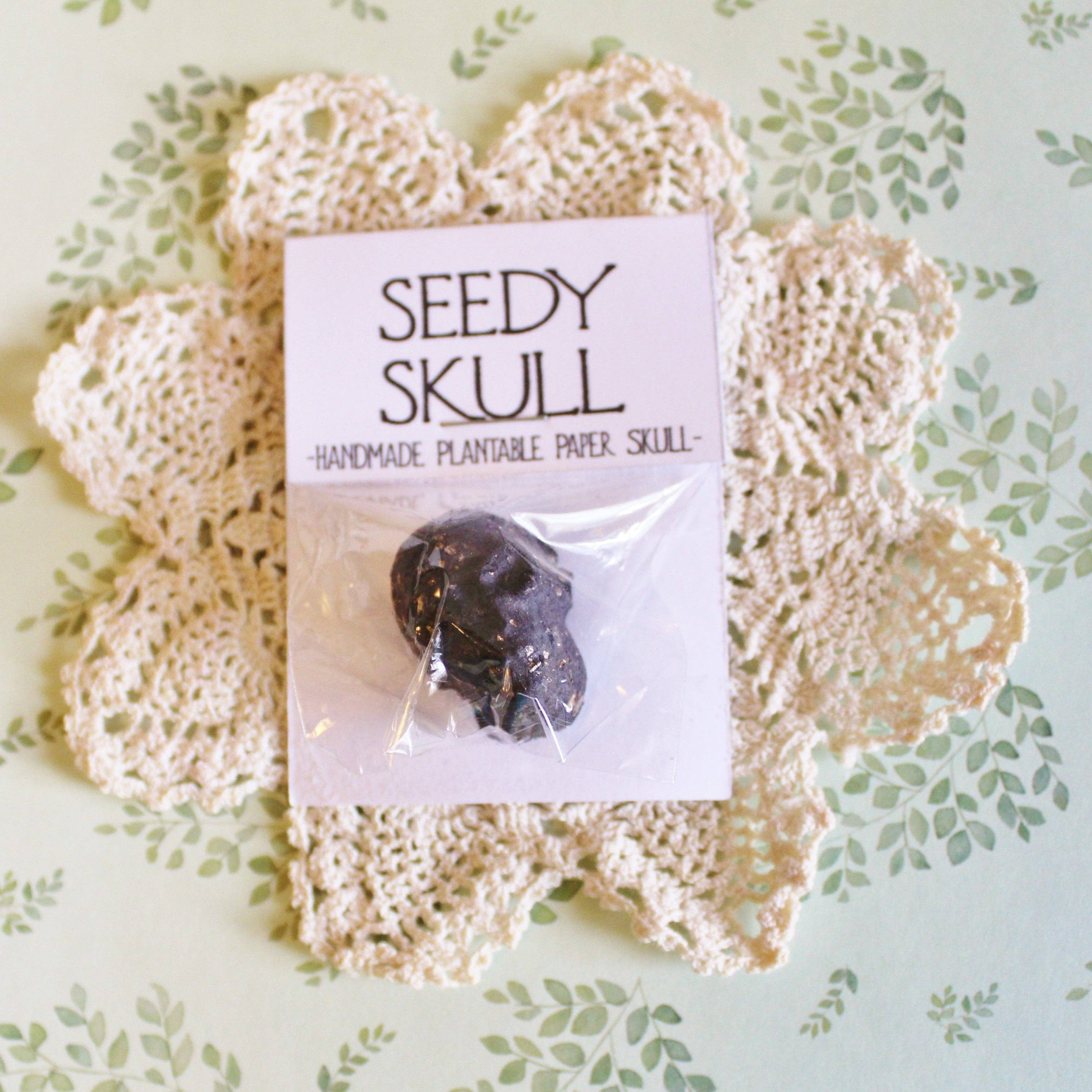 Darling Homebody - Wholesale Plant Seeds - Single Black Plantable Paper Skull / Seedy Skull Seed Bomb / Recycled Paper Pulp Craft / Spring Summer Small Gift / Wild Flowers1