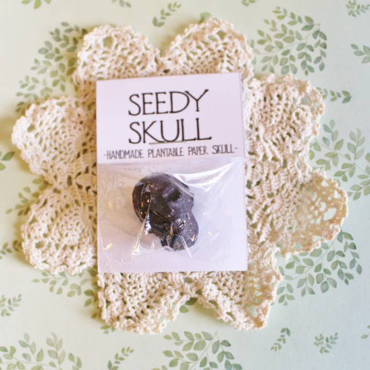 Darling Homebody - Wholesale Plant Seeds - Single Black Plantable Paper Skull / Seedy Skull Seed Bomb / Recycled Paper Pulp Craft / Spring Summer Small Gift / Wild Flowers1