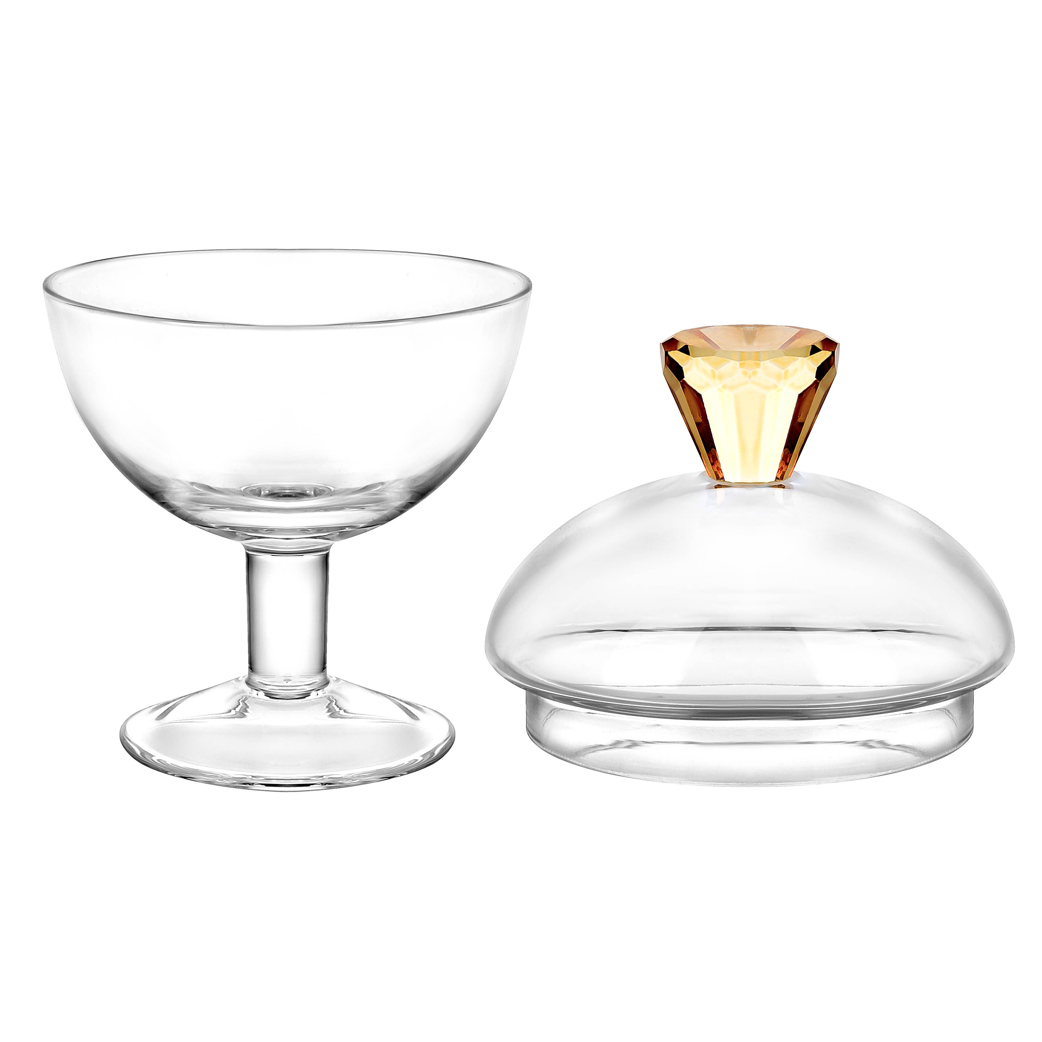 VIVIENCE - Venta al por mayor Tarros decorativos - Tarro de vidrio con base y asa en forma de diamante en colores (2 tamaños)0