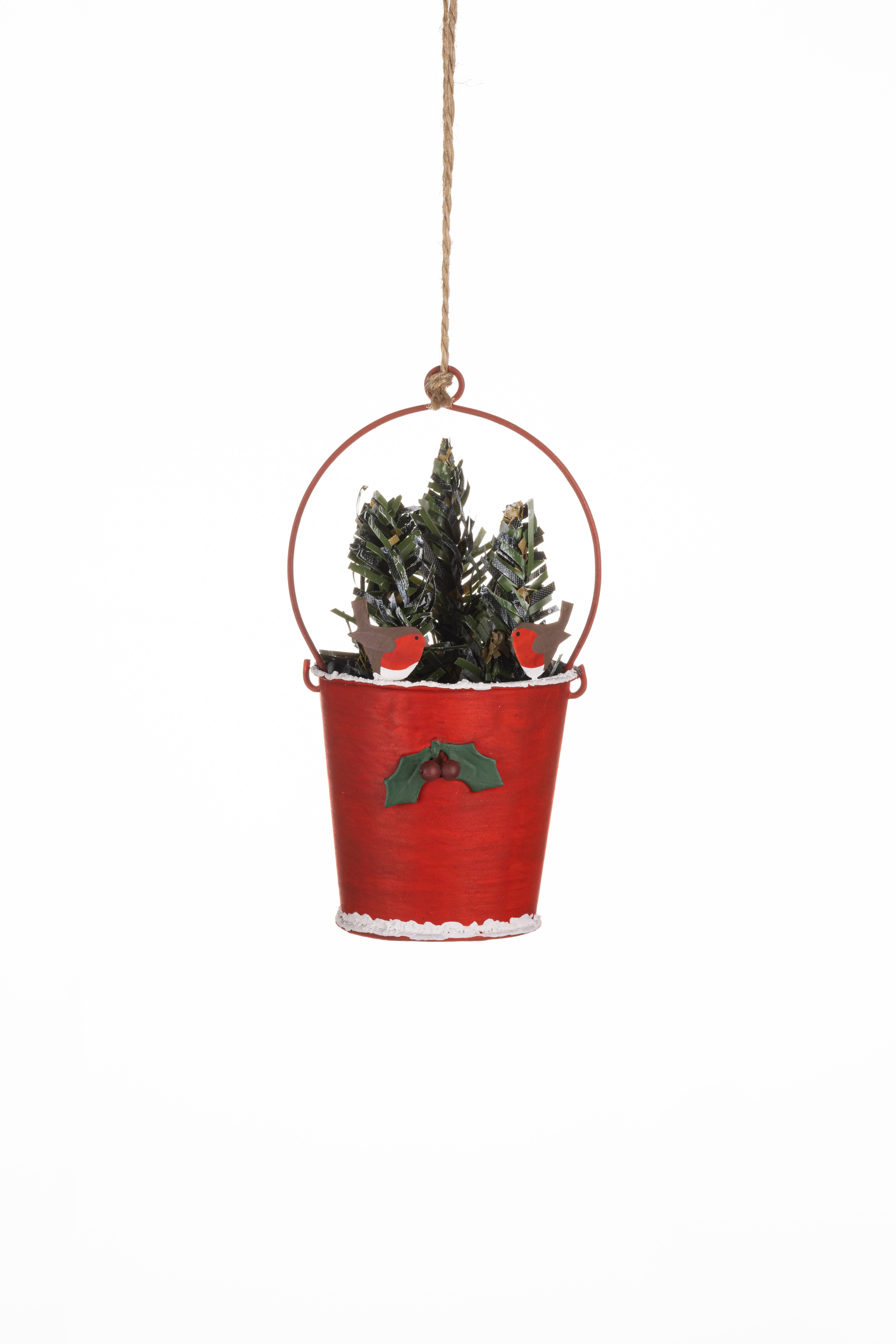 Shoeless Joe Ltd – wholesale Ornament – Red Bucket Of Trees0