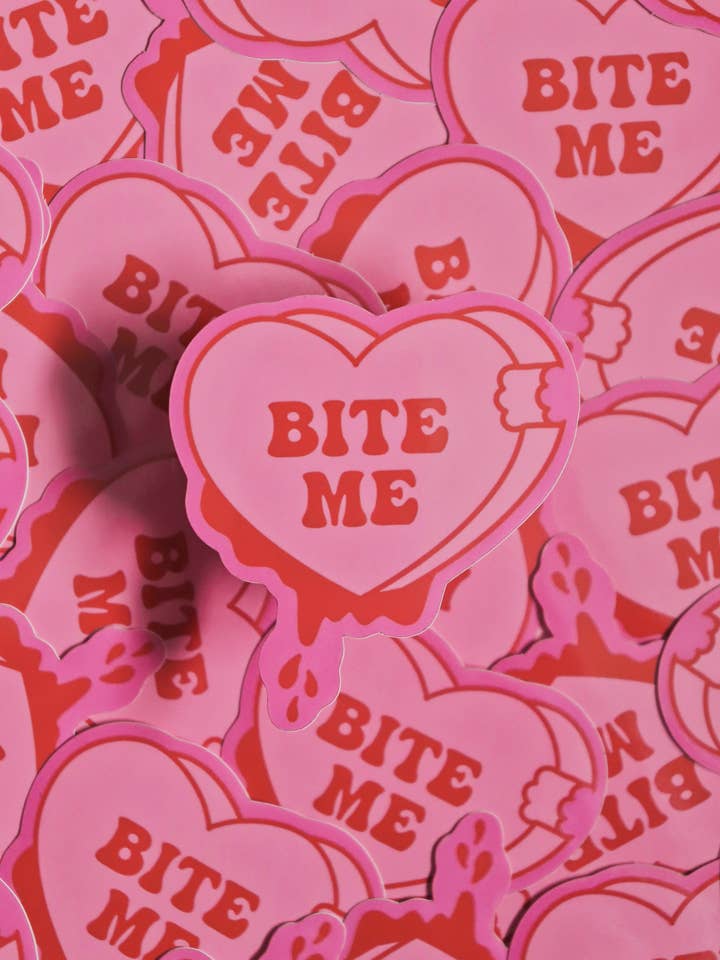 Bite Me Candy Heart | Glossy Waterproof Vinyl Sticker for wholesale by Day Dreamer Studios