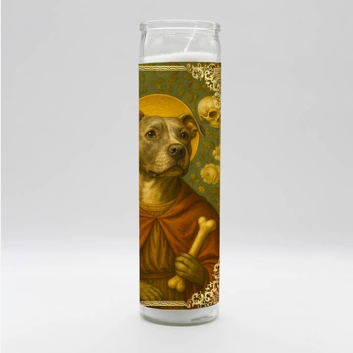 BOBBYK - Wholesale Votive Candle - Saint Pitbull Renaissance Dog Candle1