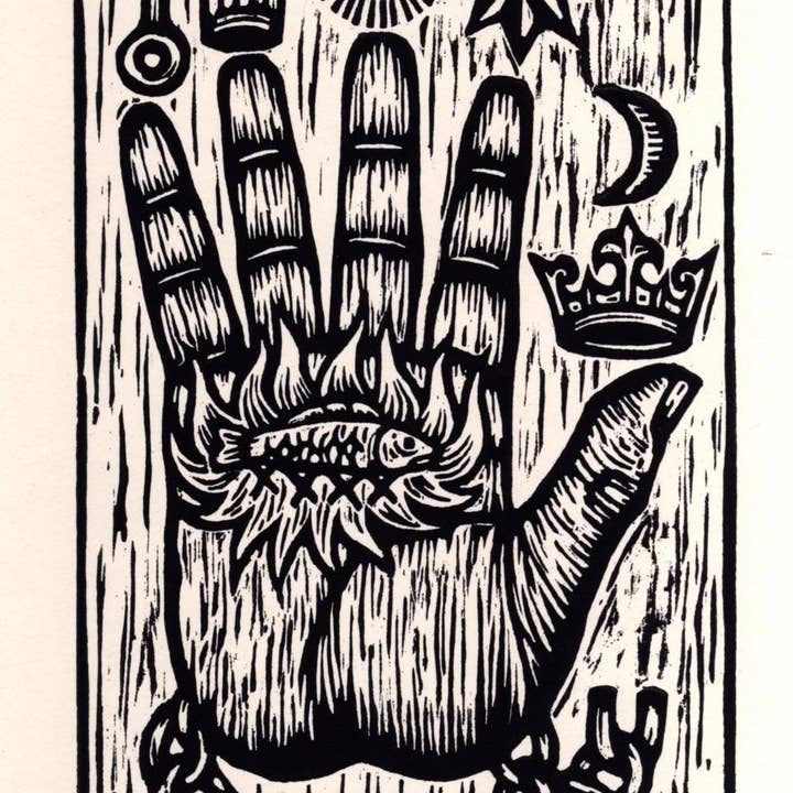 Horse & Hare - Wholesale Art Print - Philosophers Hand Alchemy Linocut Art Print
