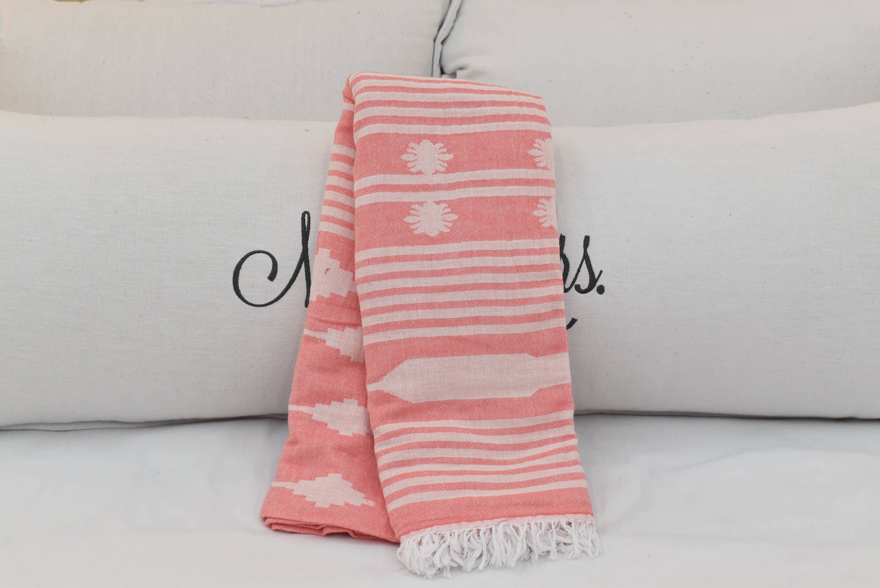 Organic Turkish Towels - Wholesale Picnic Blanket - PINK Beach Blanket, Versatile Picnic Cover5