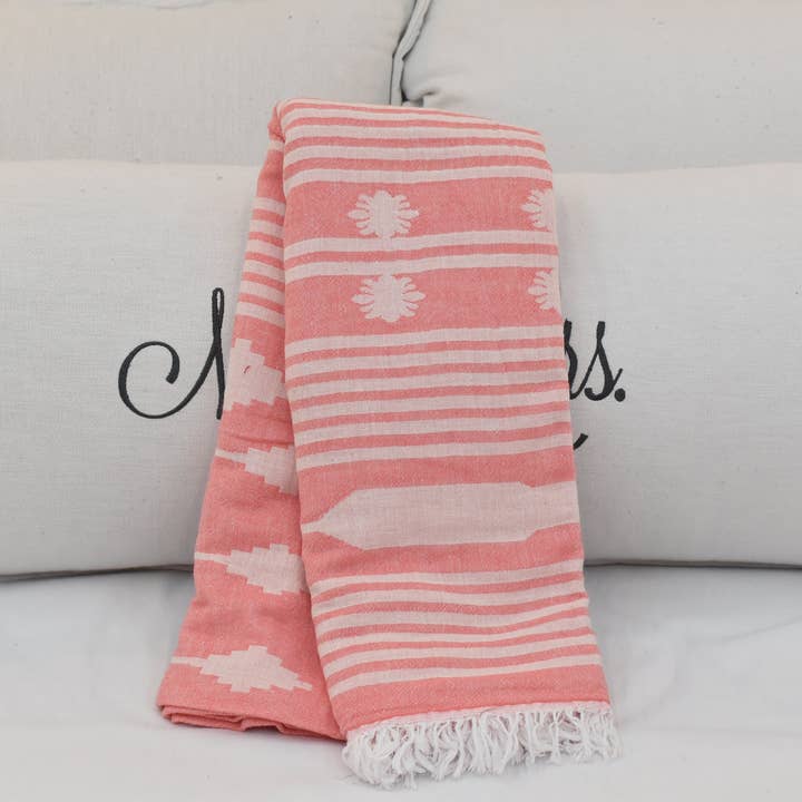 Organic Turkish Towels - Wholesale Picnic Blanket - PINK Beach Blanket, Versatile Picnic Cover5