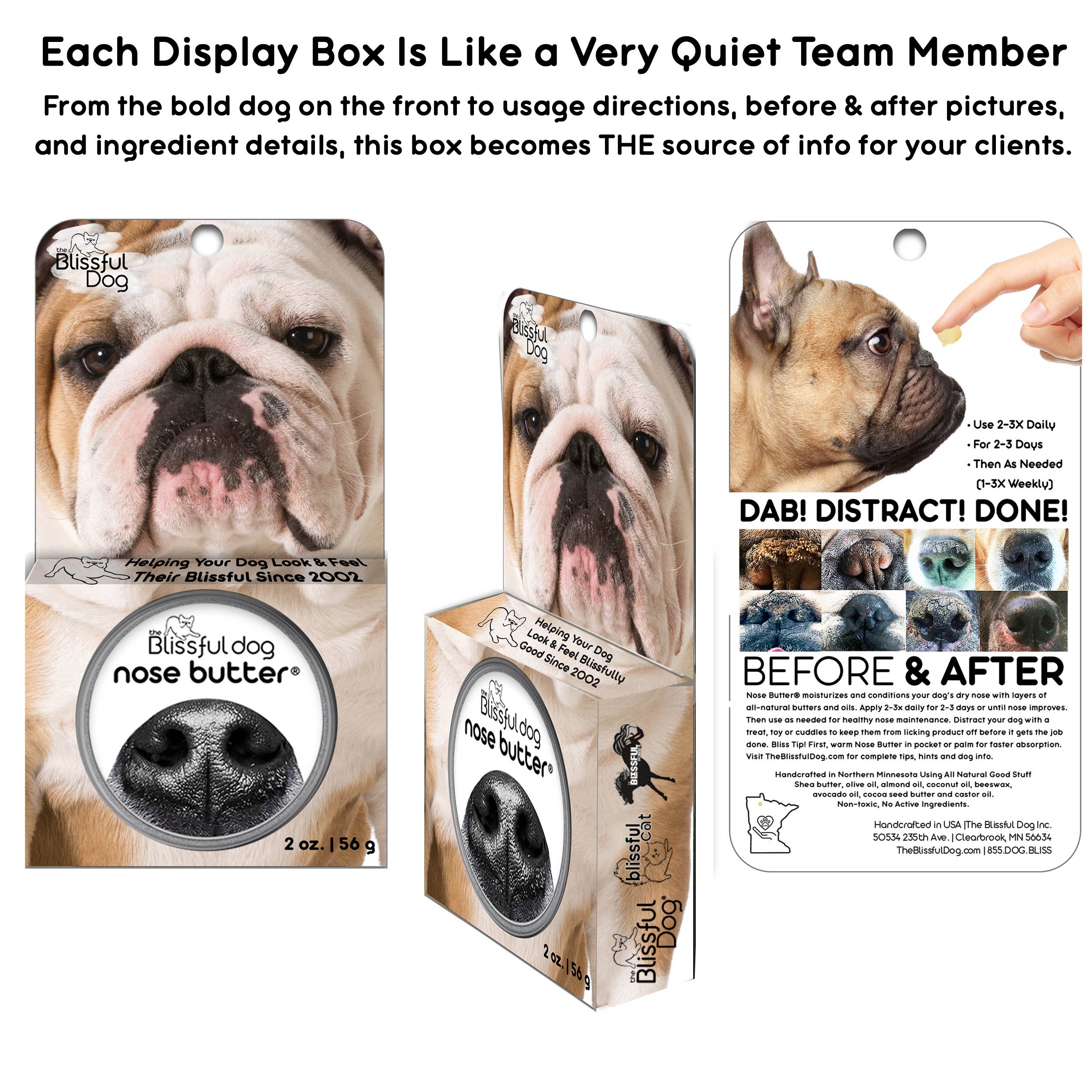 The Blissful Dog – wholesale Pet grooming aid – Dog – Hanging Boxes of Bliss Combo 1 - 24-2oz Tins in Boxes2