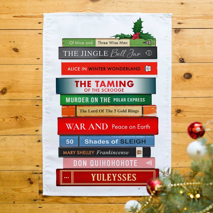 Funny Literary Christmas tea towel for wholesale by Of Life & Lemons