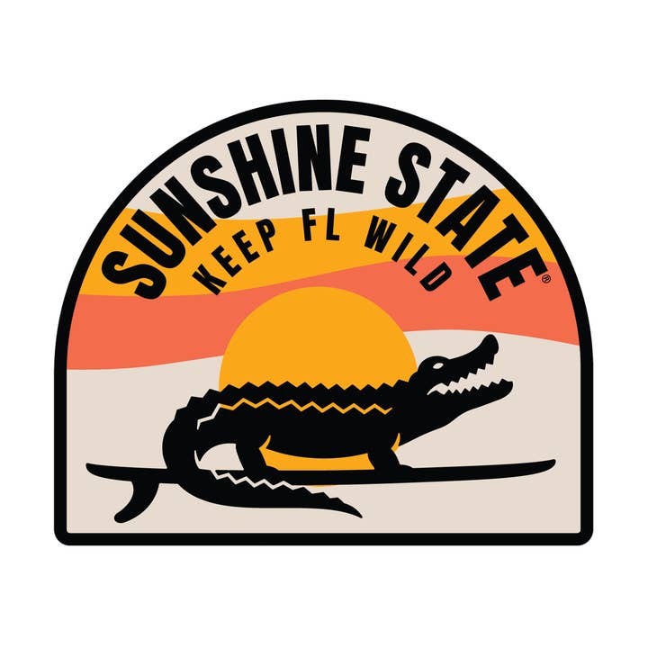 SURFING GATOR STICKER for wholesale by Sunshine State Goods