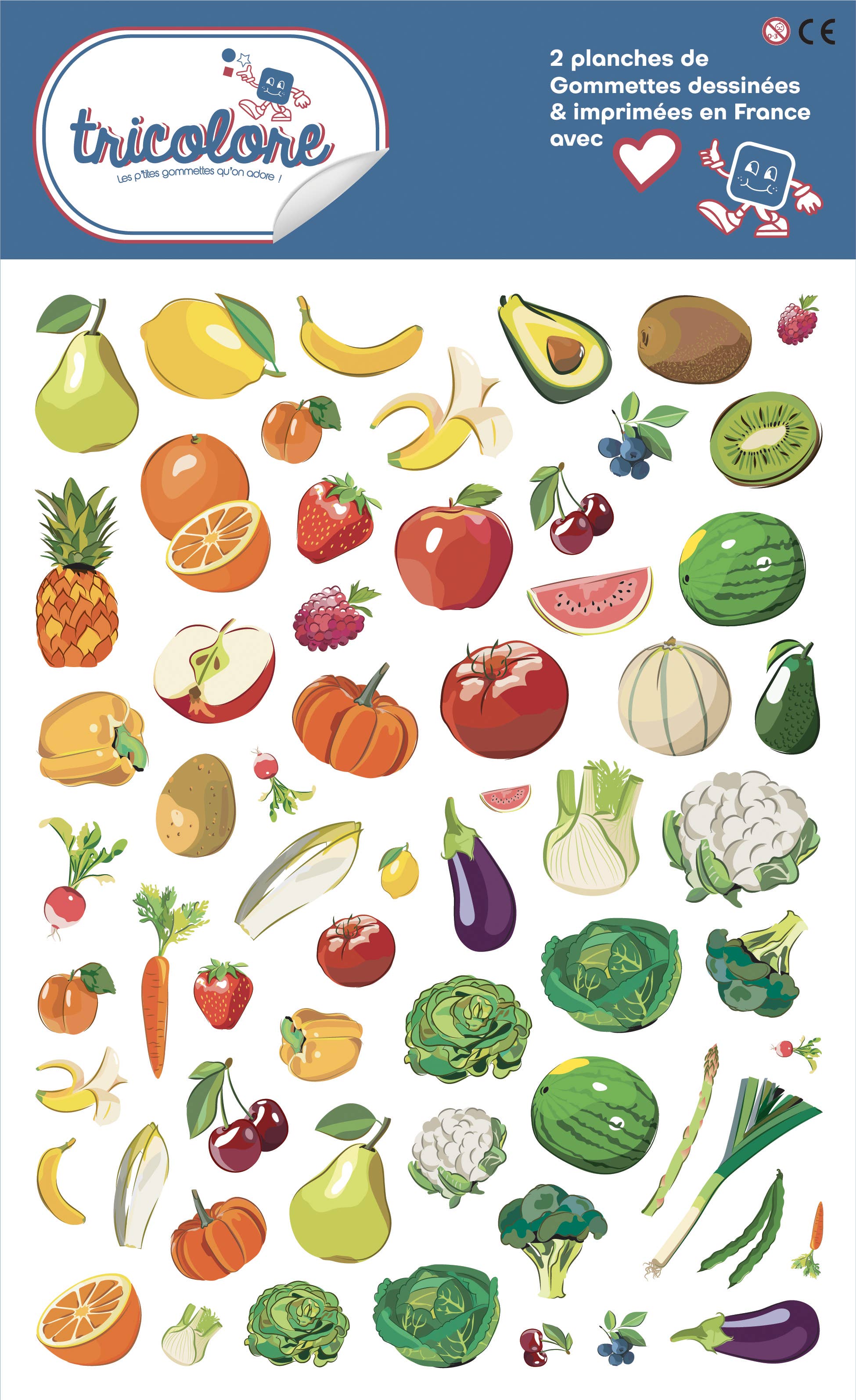 Graine Créative - Vente Autocollant - Enfant et bébé - GOMMETTES FRUITS ET LEGUMES1