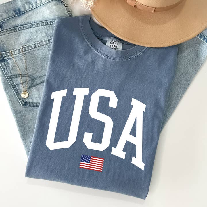 Refinery Number One LLC – wholesale T-shirts med screentryck – Dam – USA Flagga, Amerika, Patriotisk, Vit, 4 juli T-shirt10