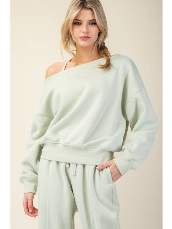 Sunday Morning – wholesale Sweatshirt – Women's – T6899PL37 PLUS SIZE OFF SHOULDER FRENCH TERRY FLEECE TOP10