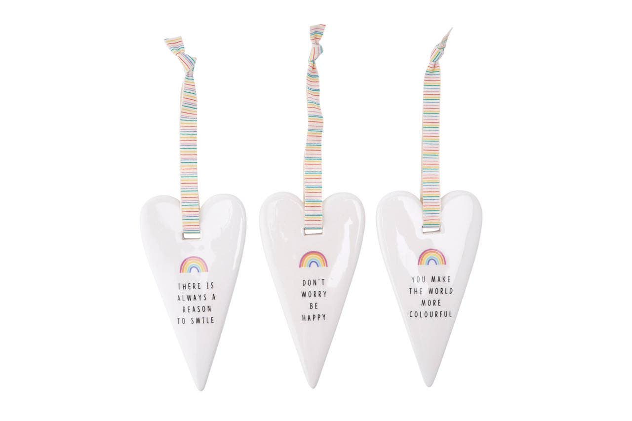 CGB Giftware – wholesale Ornament set – Chasing Rainbows 6 Assorted Ceramic Hangers1
