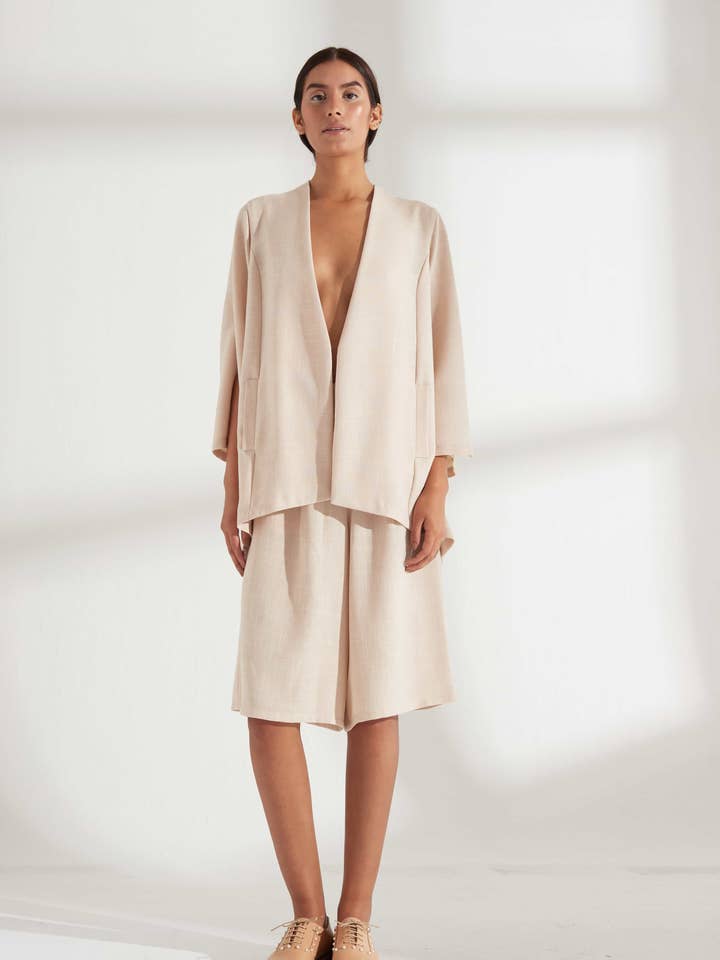 Yuna Jacke Beige für den Großhandel von VEPLEN Peruvian Womens Timeless design