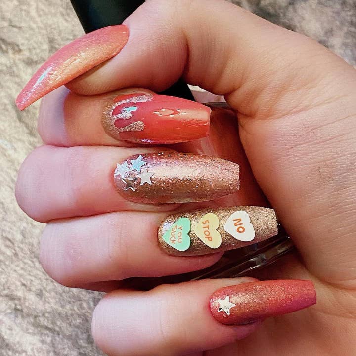 Space Witch Nails - Vendita all'ingrosso Unghie a pressione/finte - Le lacrime si asciugano sulle proprie unghie al quarzo oro rosa