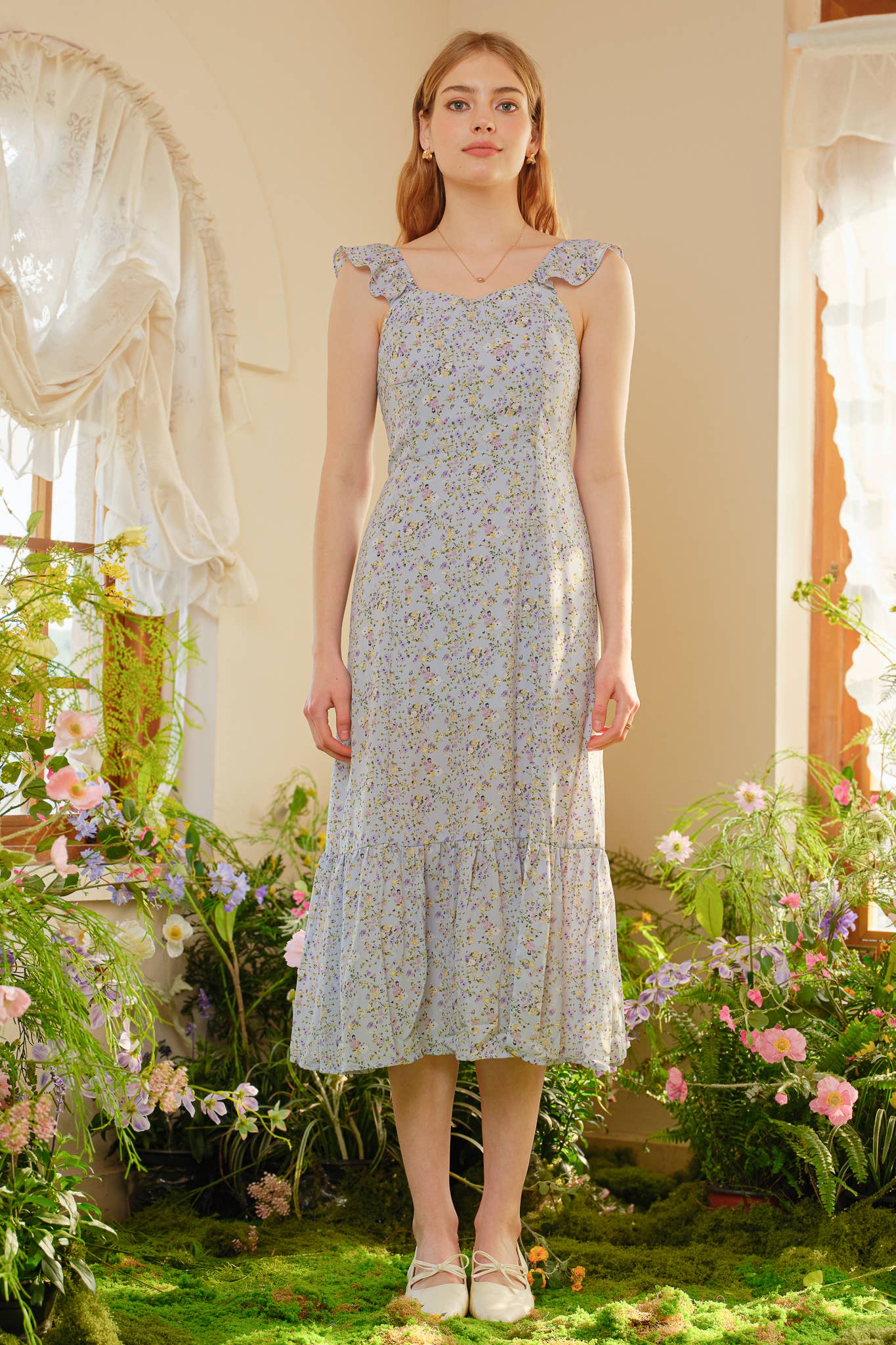 ROSIE POSIE - Wholesale Dress - Women's - RP2395 - Blue Blossom Print Long Dress1