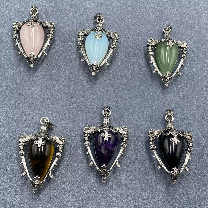Mio Queena - Wholesale Spiritual Stone/Crystal - Vintage Stone & Crystal Bottle Charm Pendant - CS9